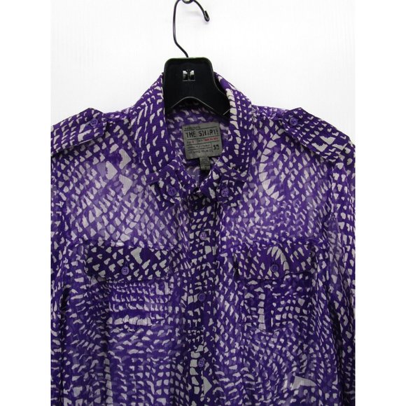 Joes Jeans Shirt Small Silk Military Top Button Up Sheer Unisex * - Picture 2 of 11